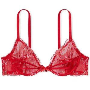 New! Victoria’s Secret Unlined Floral Embroidery Low Cut Demi Bra 10360